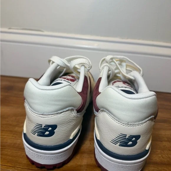 New Balance 550 Cream and Burgundy Sneakers - Picture 9 of 11